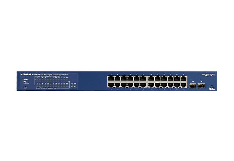 Netgear ProSafe GS724TP 24-Port Gigabit Ethernet PoE+ Smart Switch | 2 x 1G SFP Ports | 190W PoE Budget | Desktop / Rackmount Netgear ProSafe GS724TP 24-Port Gigabit Ethernet PoE+ Smart Switch | 2 x 1G SFP Ports | 190W PoE Budget | Desktop / Rackmount